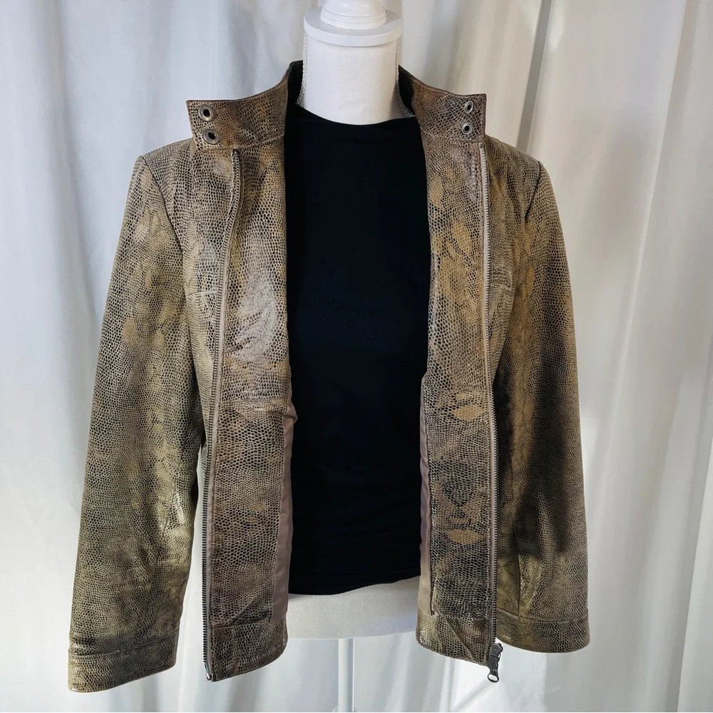 Alfani GenuineLeather Python-Embossed Moto Jacket/ Size XL - Picture 8 of 16